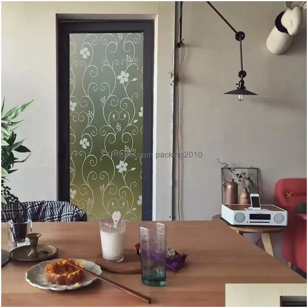 Window Stickers Window Stickers 235M Matte Stained Film Privacy Frosted Vinyl For Home Self Adhesive Glass Heat Insation Tint Drop Del Dh4Nv