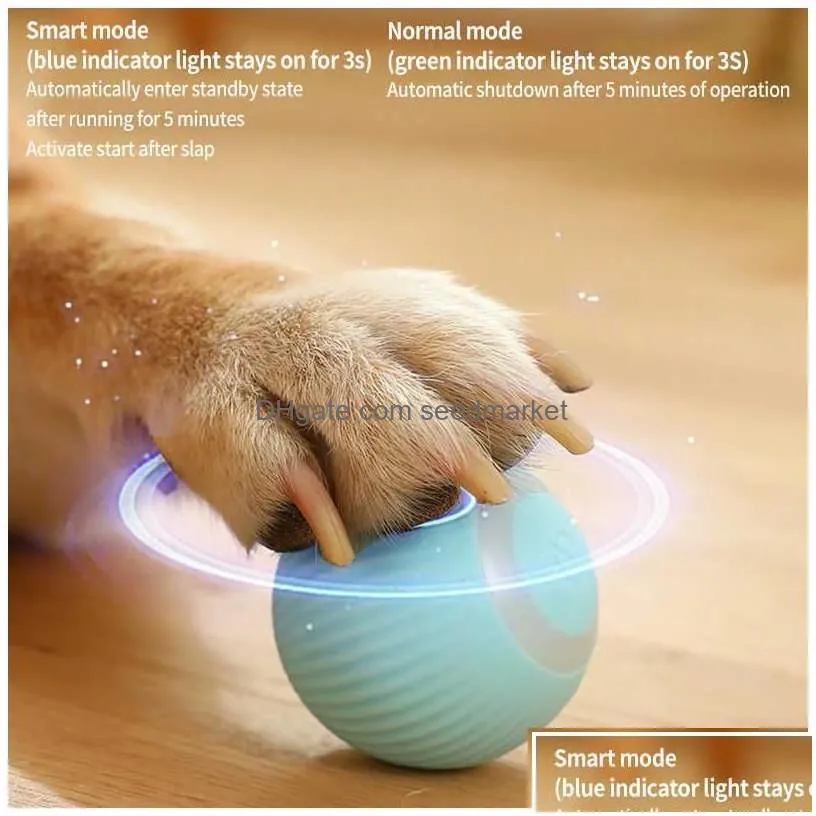 Dog Toys & Chews Dog Toys Chews Electric Rolling Ball Smart Funny Self-Moving Puppy Games Pet Indoor Interactive Play Supply Drop Deli Dhvmp