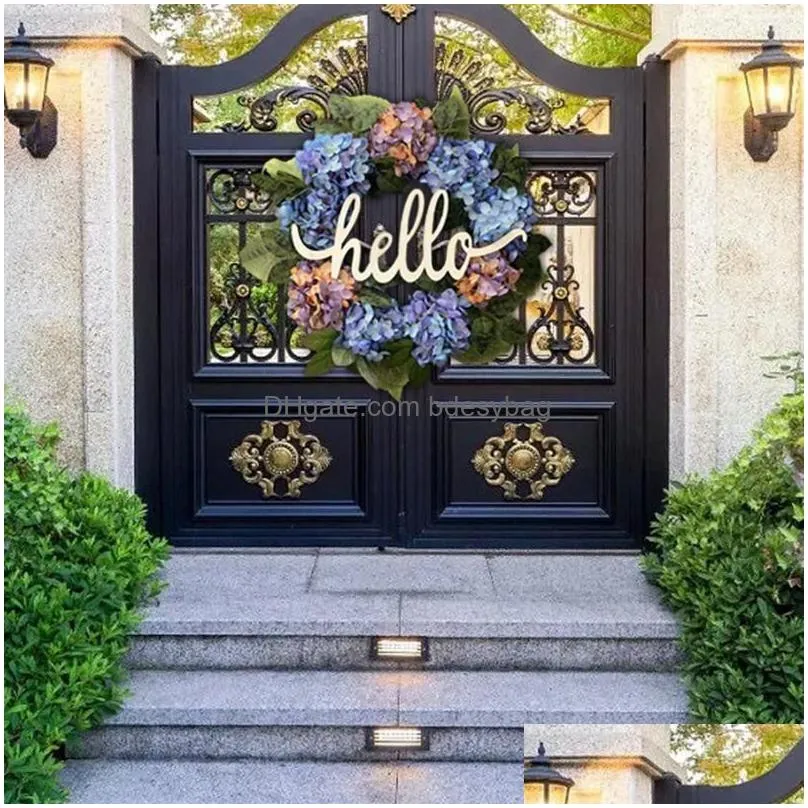 decorative flowers christmas wreaths hydrangea hello thanksgiving day decoration garden gate door hangers for front