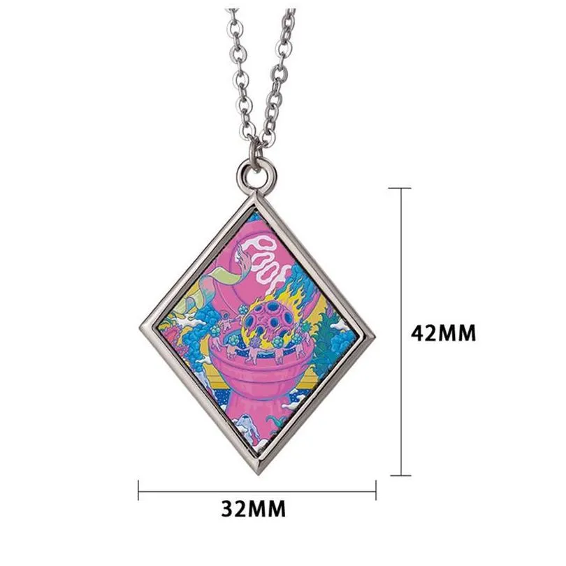 festive sublimation playing card blank necklace zinc alloy heat transfer blossom square valentines day pendants diy women gift rrc148
