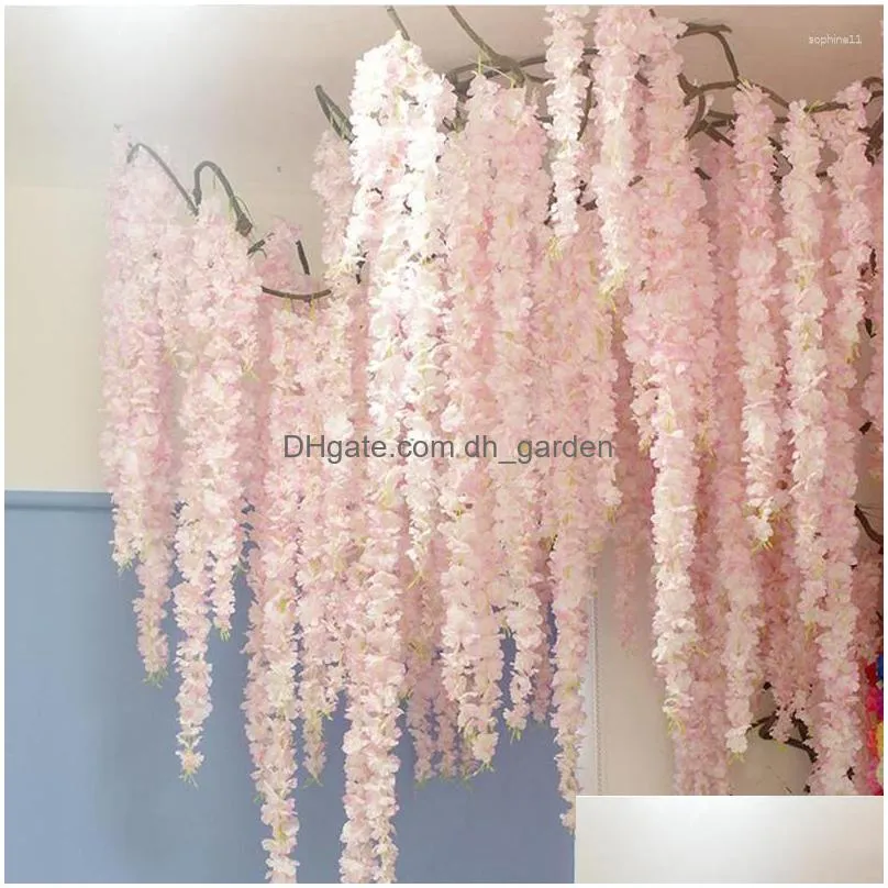 decorative flowers 30cm artificial cherry blossom vine silk for party wedding ceiling decor fake garland arch ivy diy decoration