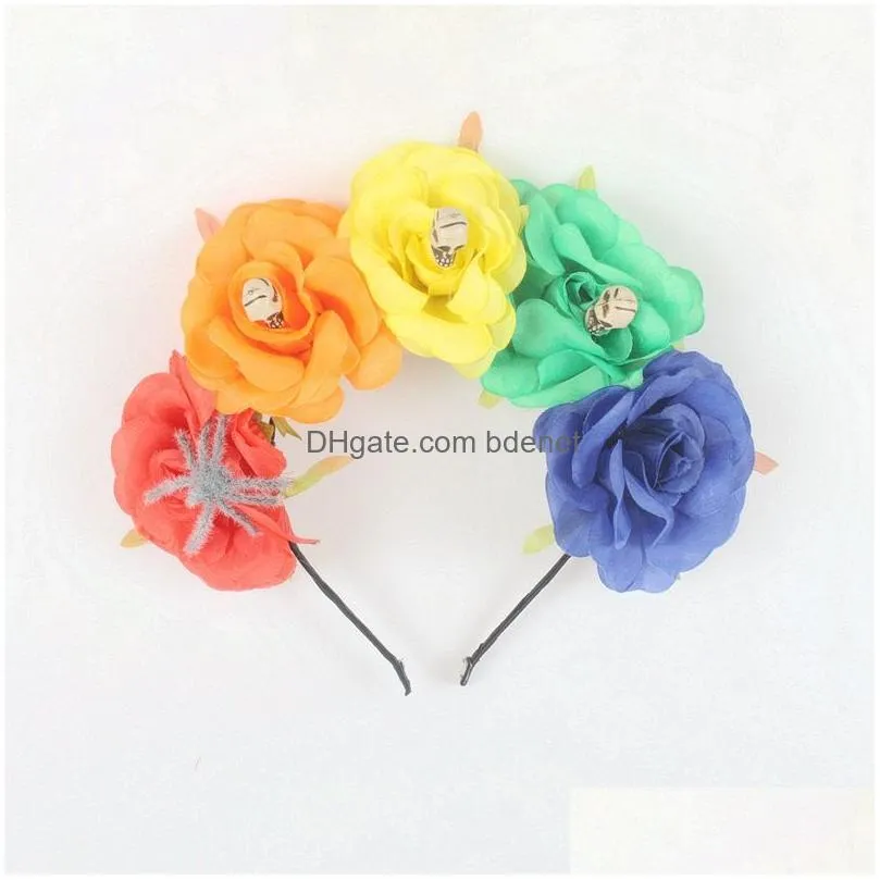 Headband Halloween Foam Skl Headwear Artificial Flower Head Buckles Party Cosplay Headband Adt Children Hair Accessories Drop Delivery Dhqiw