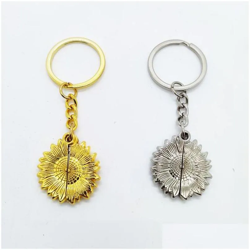 metal sublimation sunflower keychains pendant blanks key ring thermal transfer printing diy gift