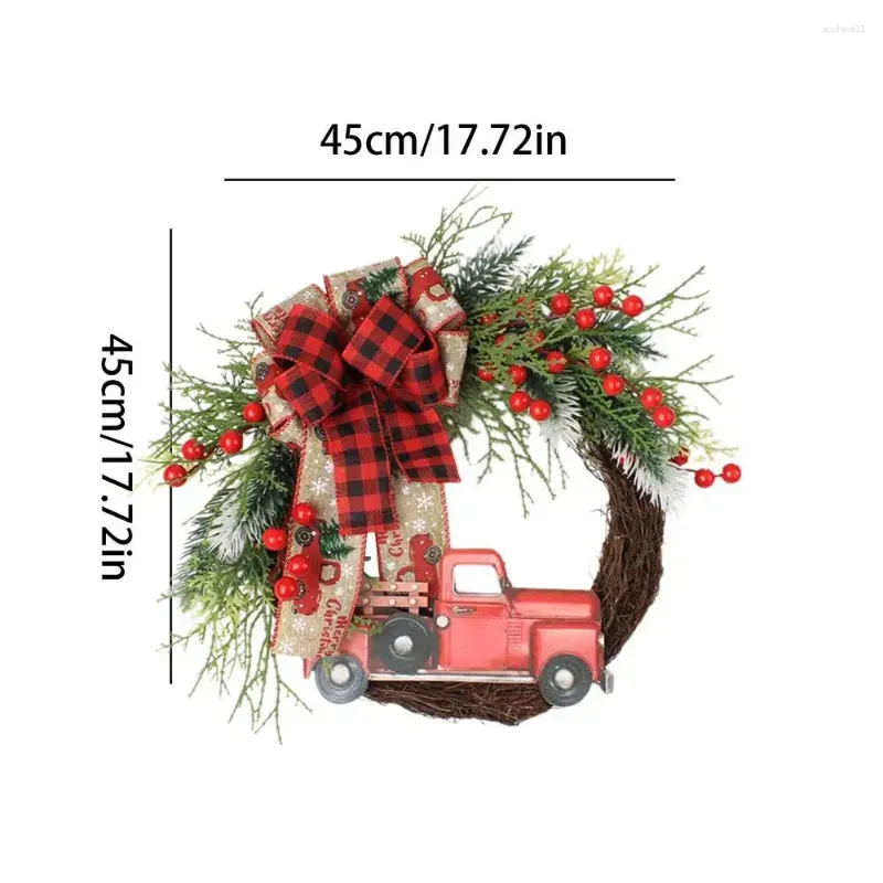 decorative flowers christmas wreath with red truck creative front door large bow seasonal decors for fireplaces railing doors