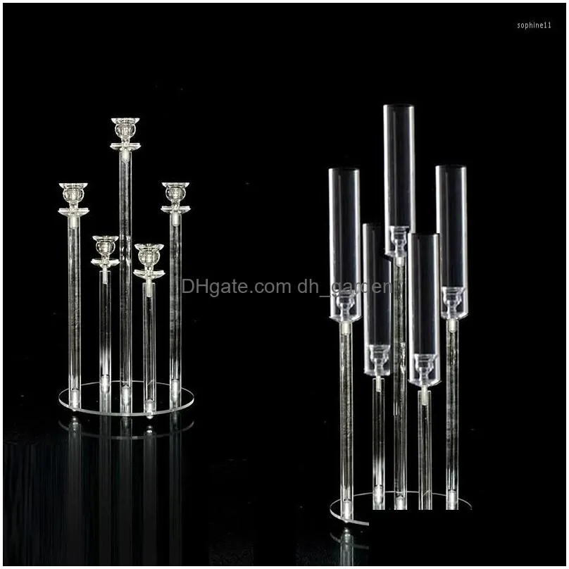 party decoration 2023 clear acrylic 5 head candle holder wedding table centerpiece