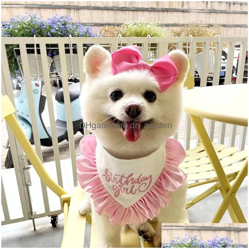 dog apparel ins birthday saliva towel hairpin suit party triangle scarf cat lace bib pographic props present