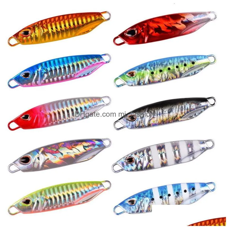 Baits & Lures Baits Lures 10Pcs Metal Jig Fishing Lure Weights 10G-40G Trolling Hard Bait Bass Tackle Trout Jigging Jigs Saltwater Dro Dhrzl