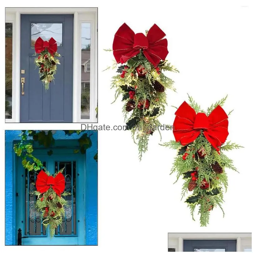 decorative flowers artificial christmas wreath green leaves outside for front door xmas party fireplace office porch living room