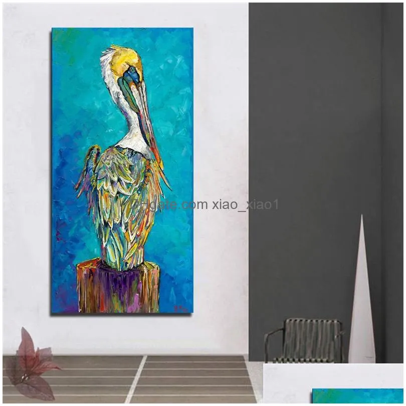 Paintings Modern Art Birds Painting Printed On Canvas Poster Wall Pictures For Living Room Abstract Animal Drop Delivery Home Garden A Dhxml