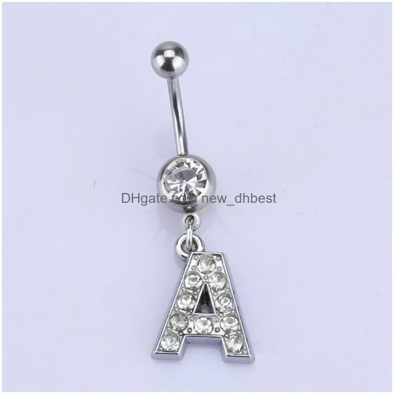 Hoop & Huggie Ship English Letterjewelry A-Z Allergy Prevention Human Puncture Womens Jewelry Bellybutton Nail Ring Quick Sell Drop De Dhic4