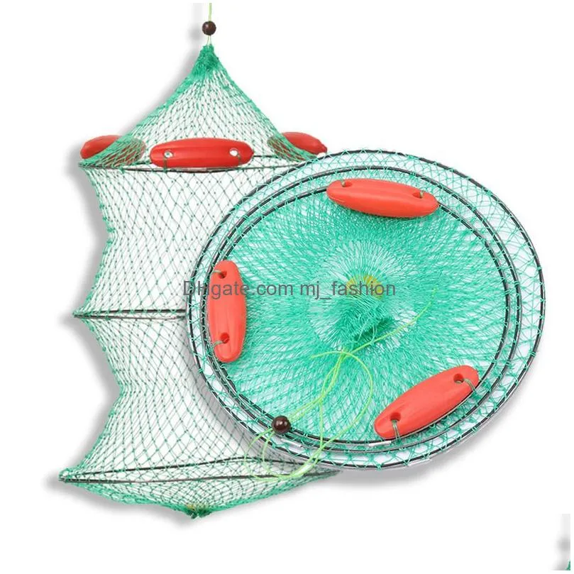 Fishing Accessories Fishing Net Tackle Folded Portable Trap Cage Boat Accessories Three Floating Ball Casting Network 220812 Drop Deli Dhuox