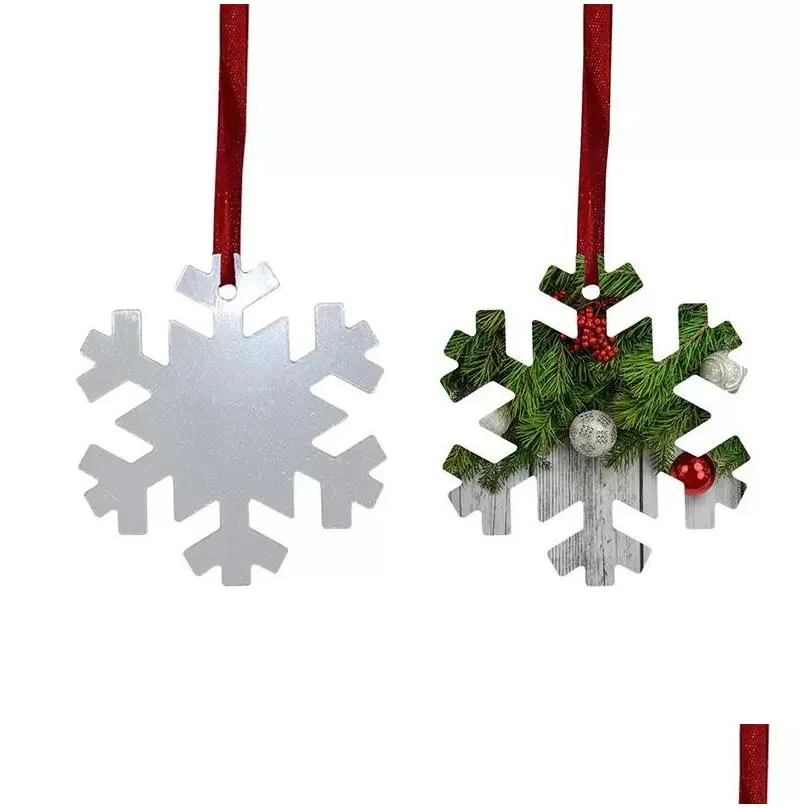  sublimation blank christmas ornament doublesided xmas tree pendant multi shape aluminum plate metal hanging tag holidays decoration craft