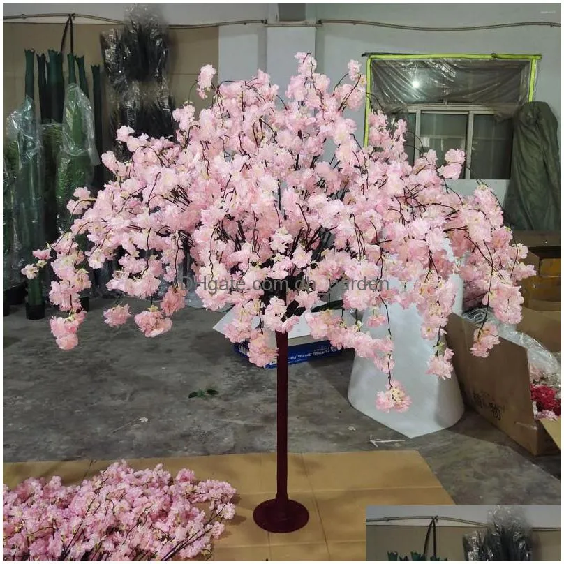 decorative flowers 2pcs artificial cherry tree simulation plant fake simulated flower living room el wedding decoration home party