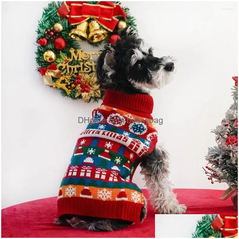 dog apparel pet round neck sweater fluffy soft sweatshirt cotton-padded coat outdoor vest jacket christmas holiday party knitwear