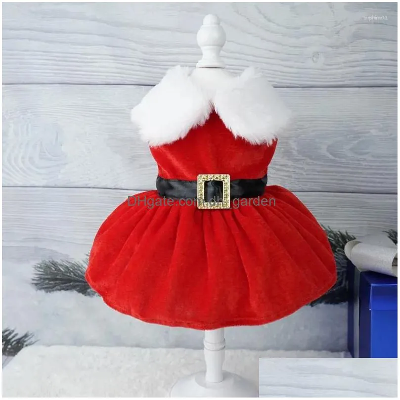 dog apparel christmas clothes dress coat red skirt costume pet cat warm bow