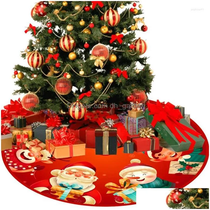 christmas decorations 90cm tree skirt red foot cover santa claus snowflake carpet base mat