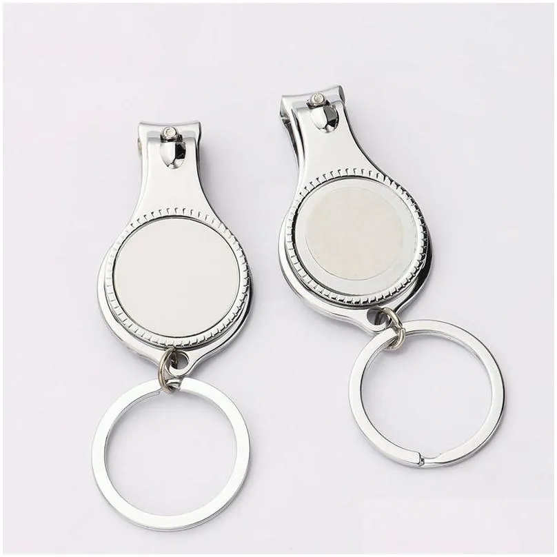 sublimation blank keychain favor stainless steel foldable nail scissors multi diy logo mini tool keyring