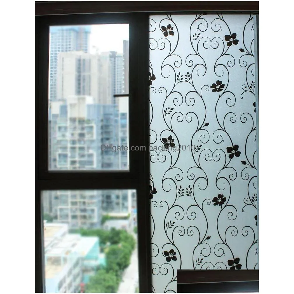 Window Stickers Window Stickers 235M Matte Stained Film Privacy Frosted Vinyl For Home Self Adhesive Glass Heat Insation Tint Drop Del Dh4Nv