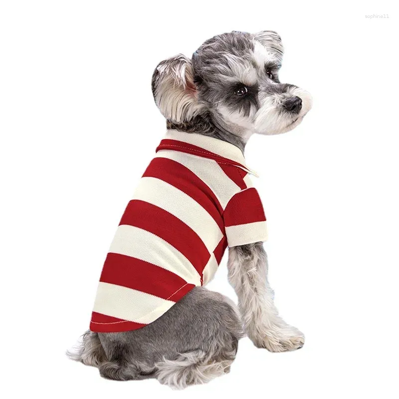 dog apparel pet polo shirt collar elastic t-shirt cat stripe clothes 2023 spring/summer