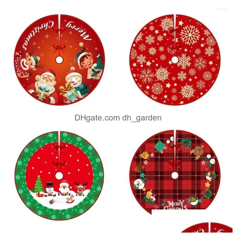 christmas decorations 90cm tree skirt red foot cover santa claus snowflake carpet base mat xmas