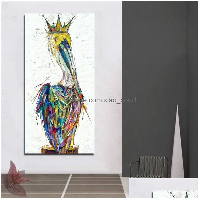 Paintings Modern Art Birds Painting Printed On Canvas Poster Wall Pictures For Living Room Abstract Animal Drop Delivery Home Garden A Dhxml