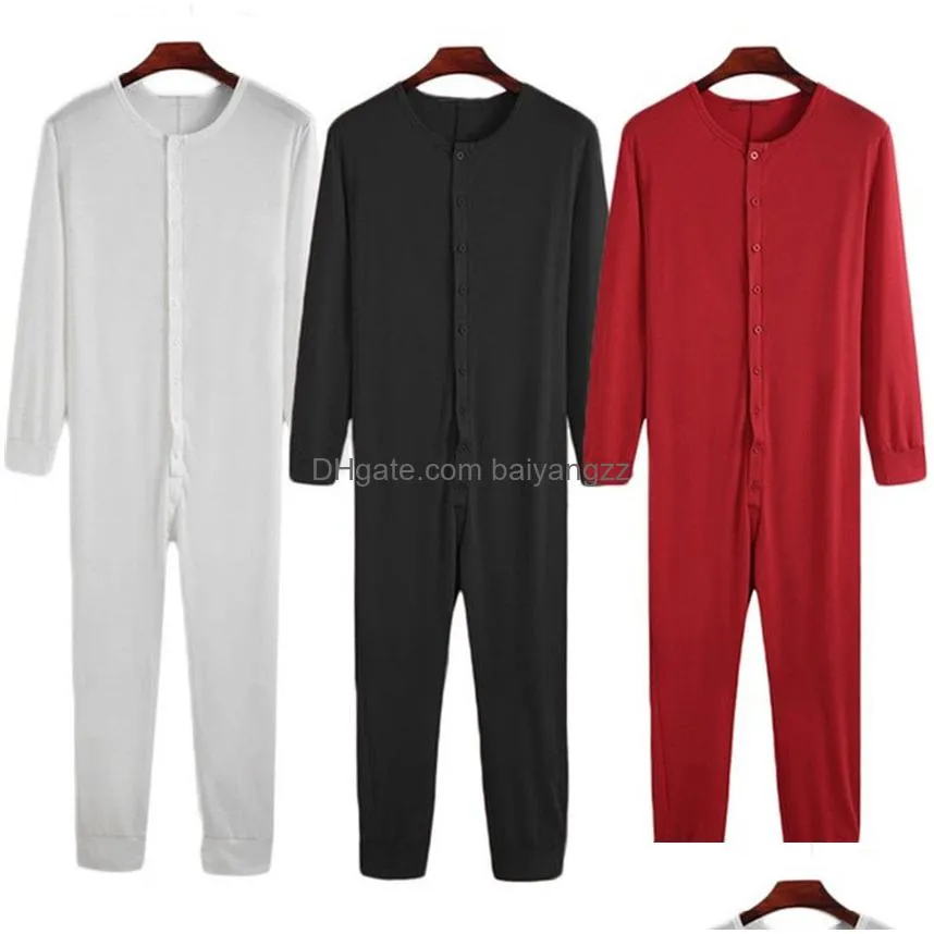 Men`S Sleepwear Y Men Sleepwear Mens Stretch Leotard Underwear Pajamas Comfortable And Soft Bodysuit Long Sleeve Drop Delivery Apparel Dh8Te