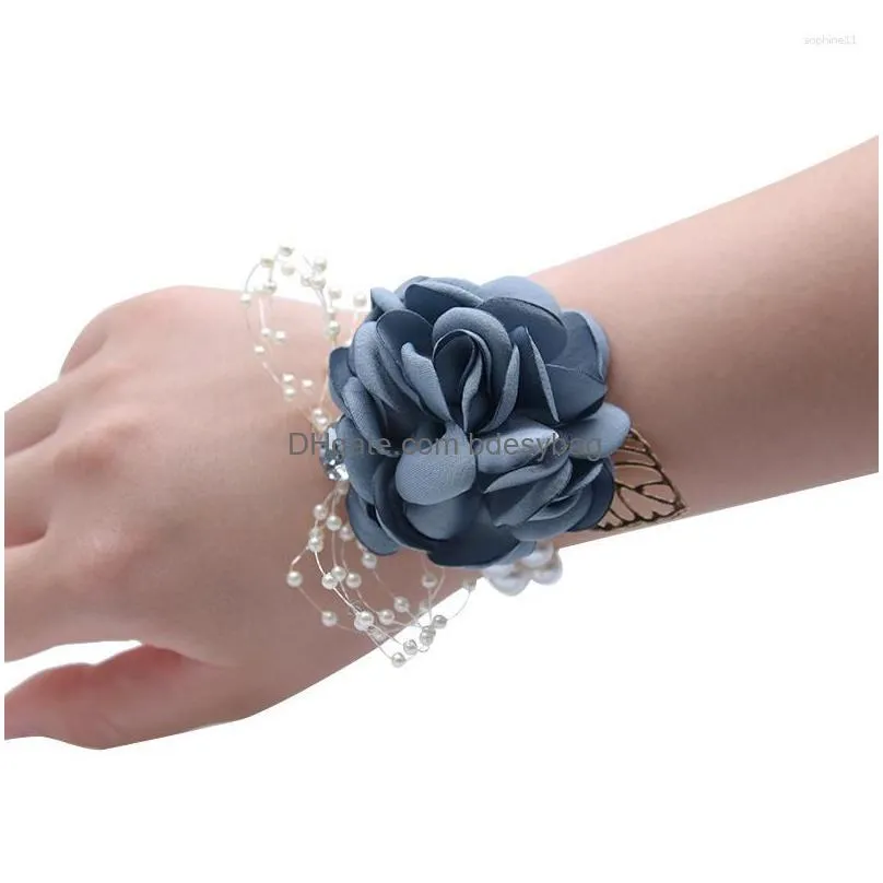 decorative flowers 9cm wrist flower bridesmaid sisters group wedding home decoration corsage with hand gift children dance