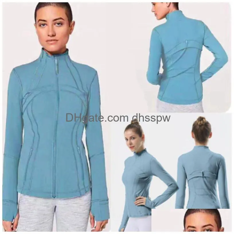 Fitness Women Sports Jacket Lu-088 Top Stand-Up Collar Half Zipper Long Sleeve Tight Yoga Shirt Gym Thumb Athtic Coat Clothing Drop De Dh7Rg