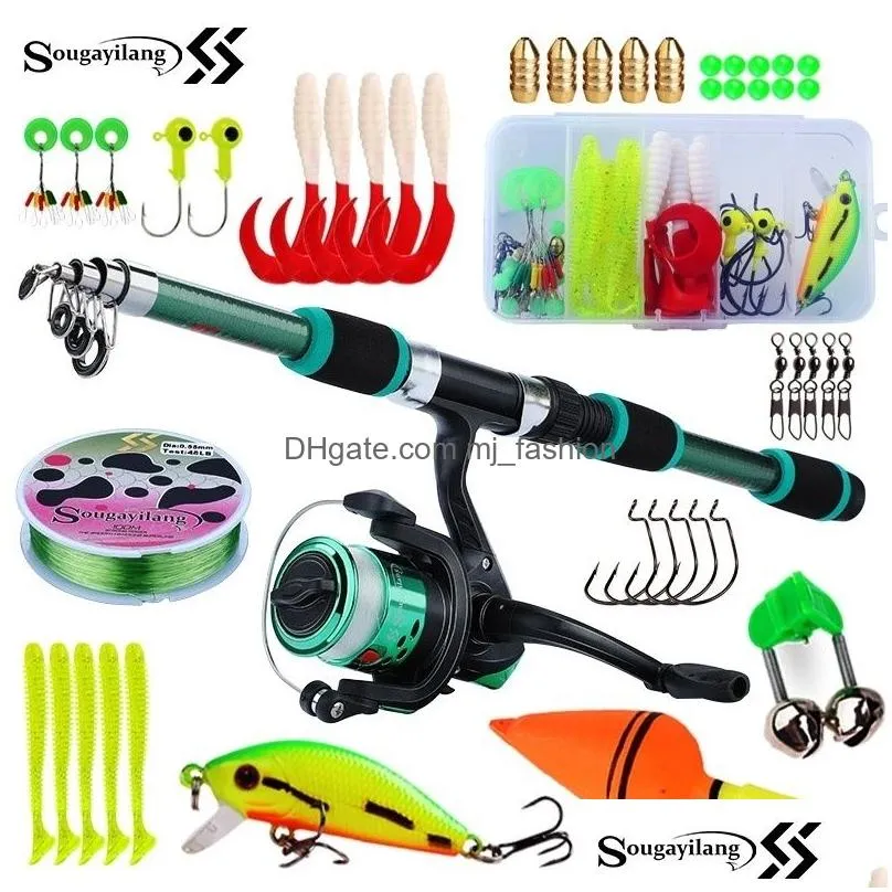 Fishing Accessories Sougayilang Telescopic Fishing Rod And Reel With Line Accessories Set For Beginners Kids Pole 220812 Drop Delivery Dhy7O