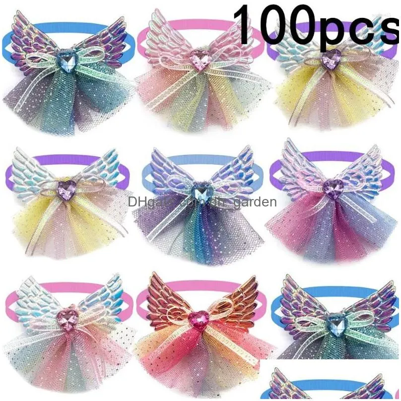 dog apparel 50/100pcs fashion pet dogs accessories wing style small puppy cat bowties fancy lace necktie grooming supplies