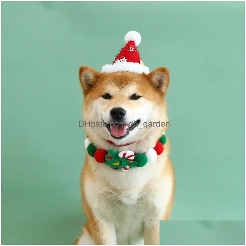 dog collars christmas pet colorful woven collar with bell cute soft adjustables kawaii cat necklace xmas party products accessories