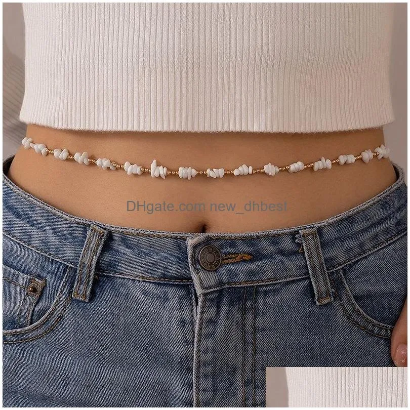 Belly Chains Summer Beach Gravel Rice Beads Small Waist Decoration Chain Female Y Bellybutton Bohemian Jewelry Accessories Drop Delive Dhb8C