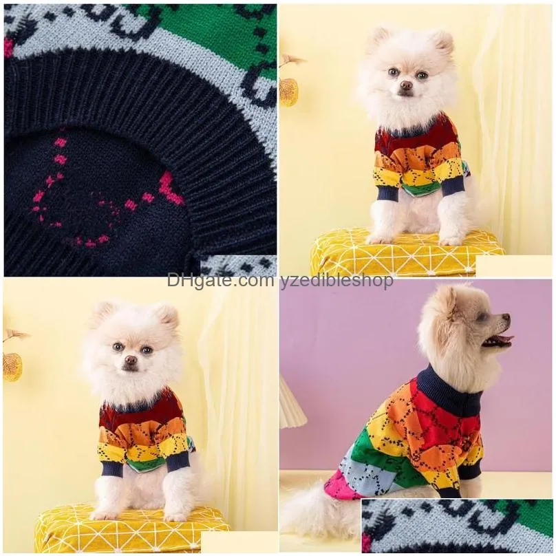Dog Apparel Dog Apparel Designer Letter Sweater Winter Warm Coat Clothes Jacket Sweatshirts Luxury Pet Clothing Knitted Outerwears Dro Dhzsr