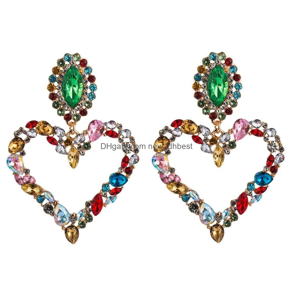 Beaded Necklaces Heart Shaped Alloy Inlaid Color Diamond Retro Fl Earrings In Europe And America Drop Delivery Jewelry Necklaces Penda Dhipg
