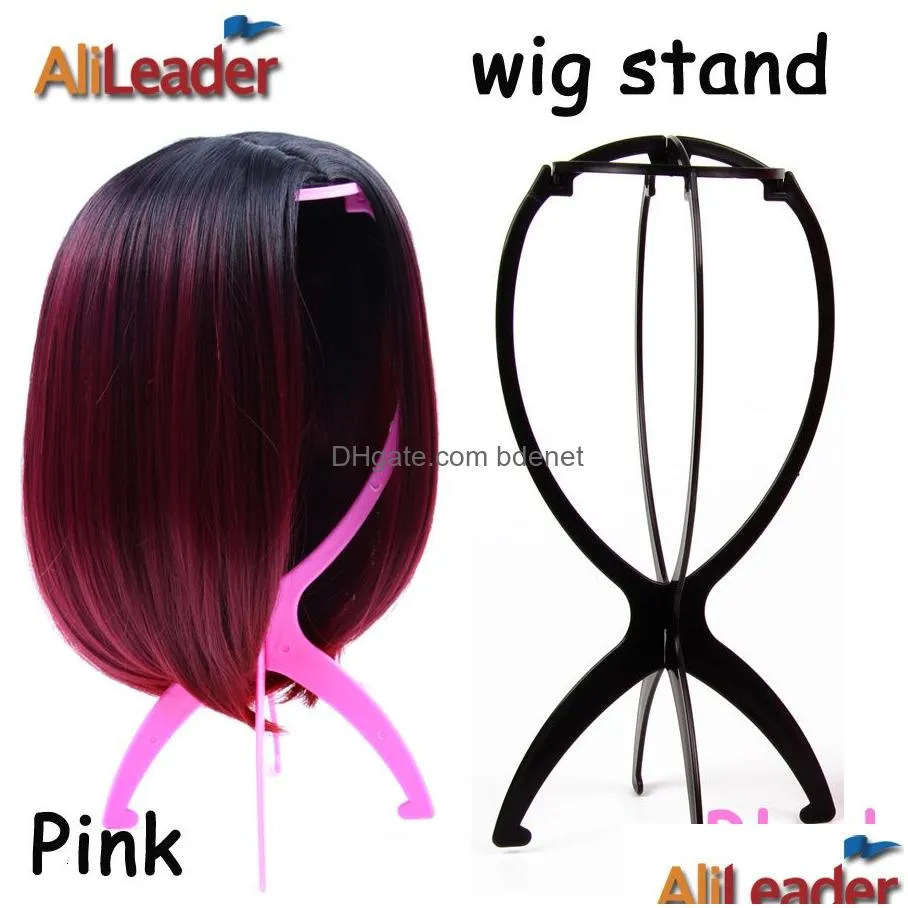 Wig Stand Wig Stand Alileader 1-3Pcs Ajustable Stands Plastic Hat Display Head Holders Mannequin Headstand Portable Folding Drop Deliv Dhqma