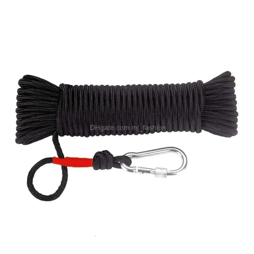 Cords, Slings And Webbing Cords Slings And Webbing 20 Meters Emergency Escape Rope With Climbing Buckle Fishing Magnet 8Mm Nylon Rescu Dhnjq