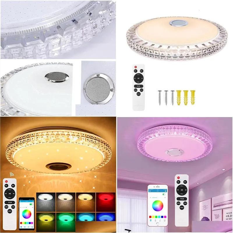 Chandelier Chandelier Led Ceiling Light Smart App Control 220V Rgb Music Lamp Bluetooth S Er Indoor Living Recreation Room Bedroom Lig Dhluf