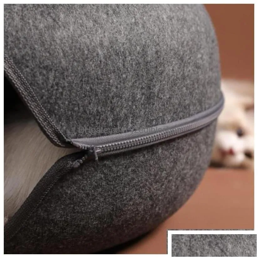 Cat Toys Cat Toys Donut Tunnel Bed Pets House Natural Felt Pet Cave Round Wool For Small Dogs Interactive Play Toycat Drop Delivery Ho Dhdkx