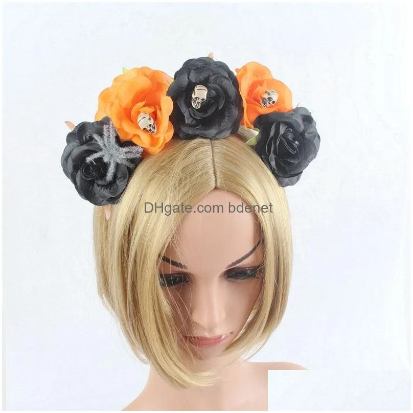 Headband Halloween Foam Skl Headwear Artificial Flower Head Buckles Party Cosplay Headband Adt Children Hair Accessories Drop Delivery Dhqiw