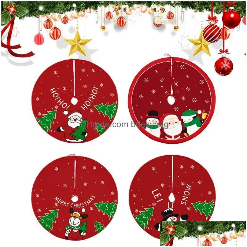 christmas decorations 60cm tree skirt red santa claus snowman elk xmas foot cover carpet base mat ornaments