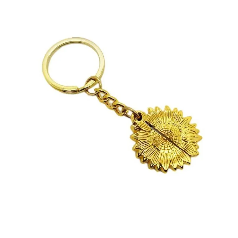 metal sublimation sunflower keychains pendant blanks key ring thermal transfer printing diy gift