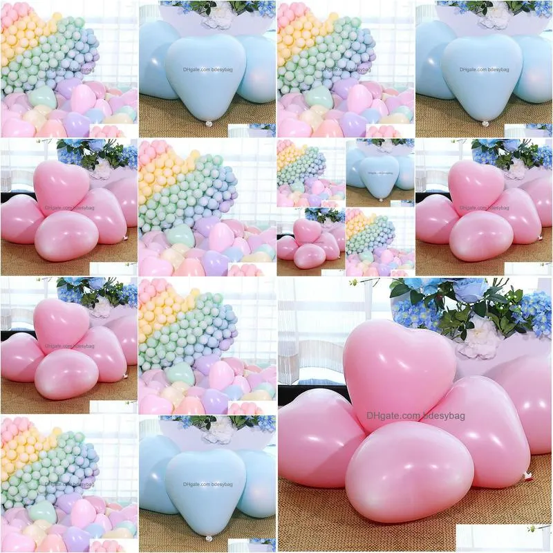 party decoration 100pcs 2.2g 12inch macaron 100 heart latex balloons wedding marriage birthday decors inflatable helium