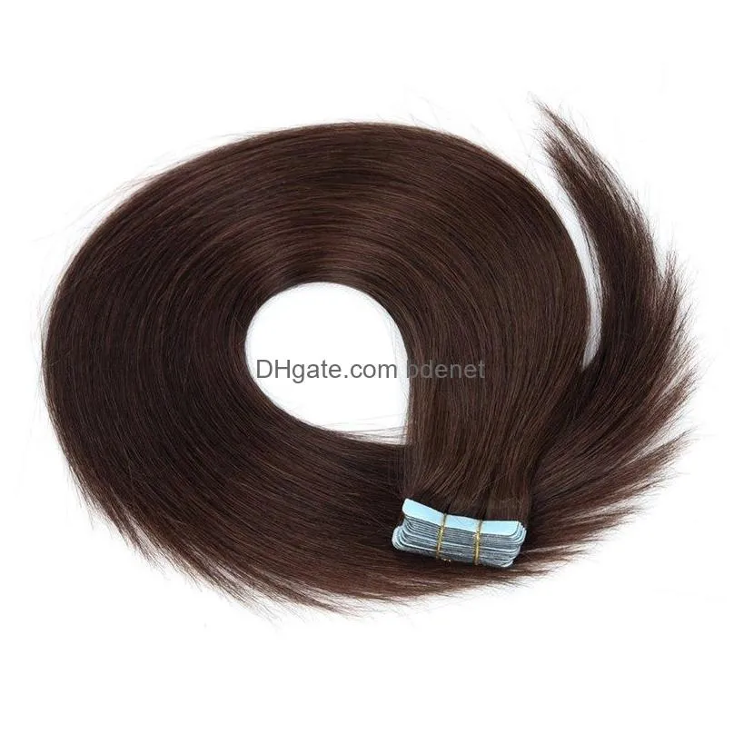 Skin Weft Hair Extension New Arrival Human Hair Clip In Extensions Skin Weft Seamless Invisible Tape Remy 100G Natural Color 18 20 22 Dh68O