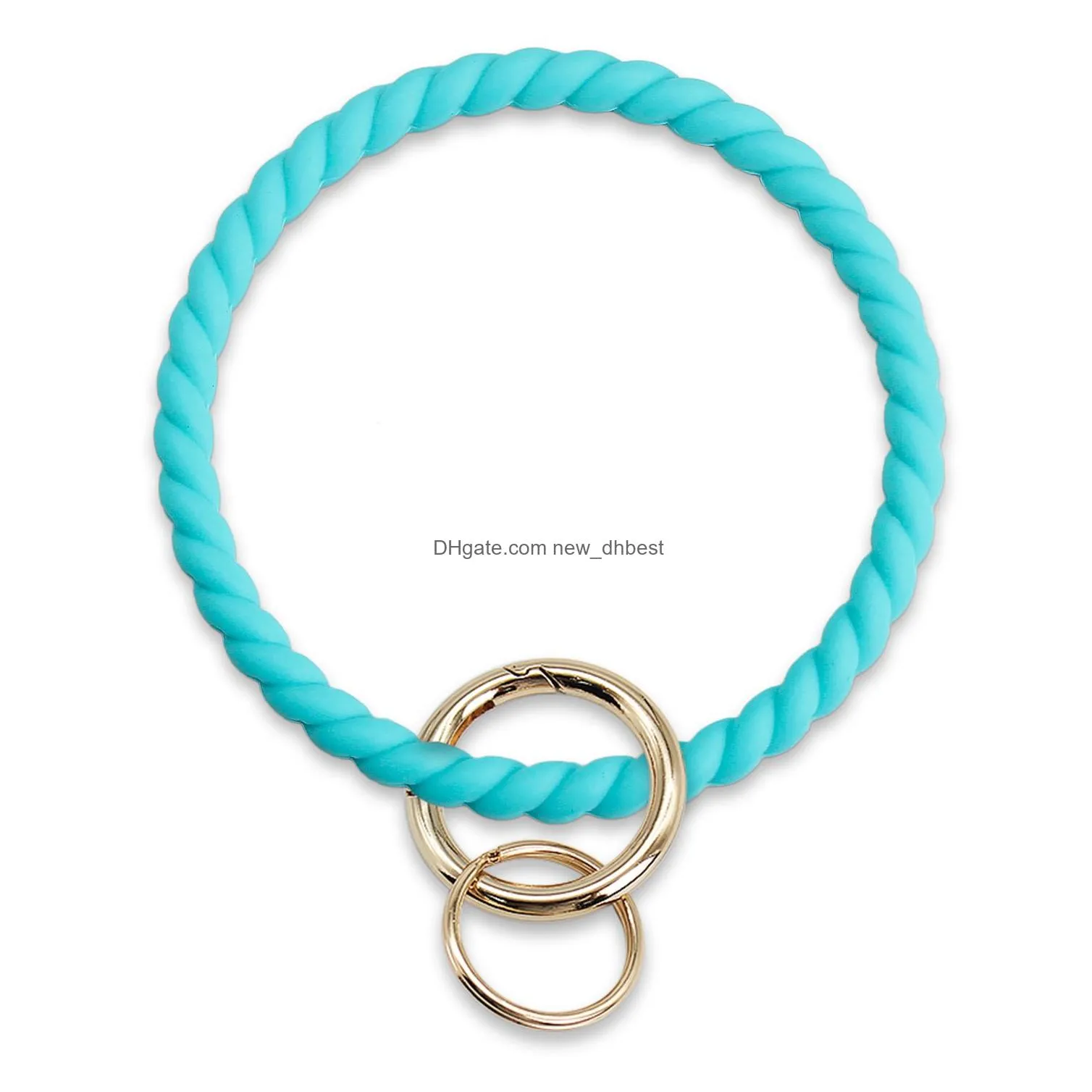 Hoop & Huggie New European And American Large Fried Dough Twists Sile Bracelet Key Chain Lovers Fashion Simple Drop Delivery Jewelry E Dhosz