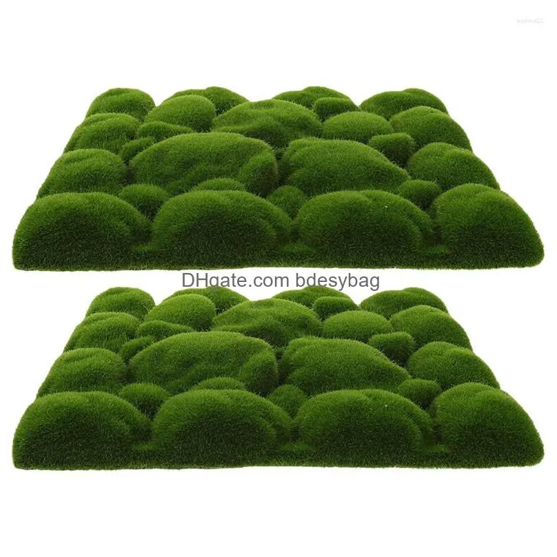 decorative flowers 2 pcs foam flocking simulation moss green background wall faux grass decor fake panel artificial micro scene pad