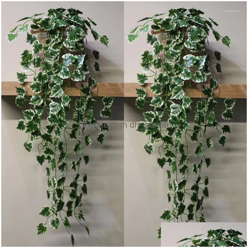 decorative flowers artificial plants red green vine branches wall hanging plastic rattan home wedding party decoration