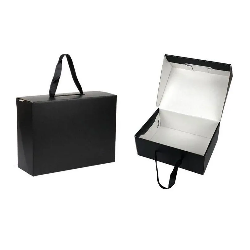 ecofriendly kraft paper gift box black/brown 4 size foldable carton packaging box suitable for clothes and shoes xd22886