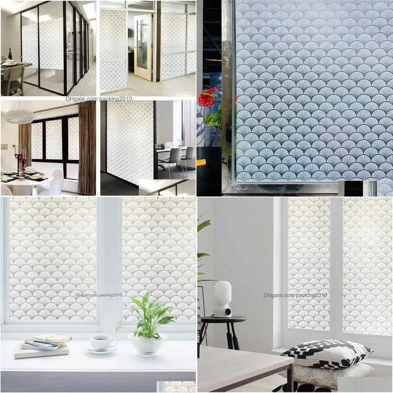 Window Stickers Window Stickers 3D Matte Film Stained Glass Decorative Uv Vinyl Sticker Frosted Self Adhesive Privacy Decal For Bathro Dheqp