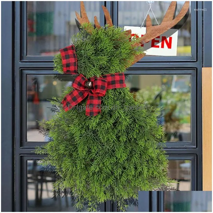 decorative flowers christmas wreath artificial pine needle elk door for outdoor home decorations xmas hanging decoration party