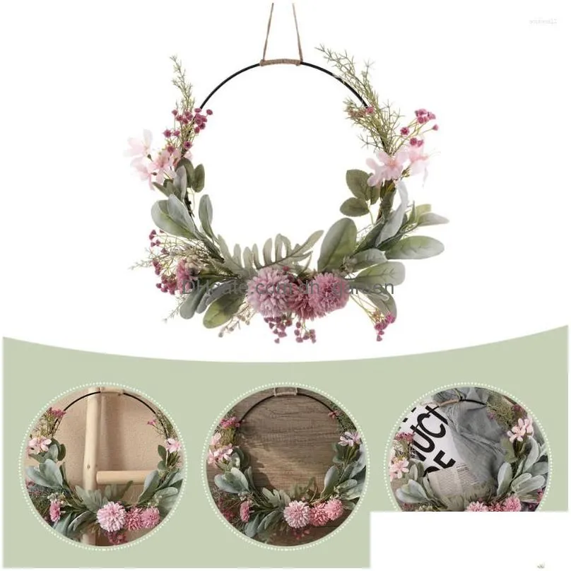 decorative flowers spring outdoor decor artificial garland home hanging wreath festival pendant crafts iron window